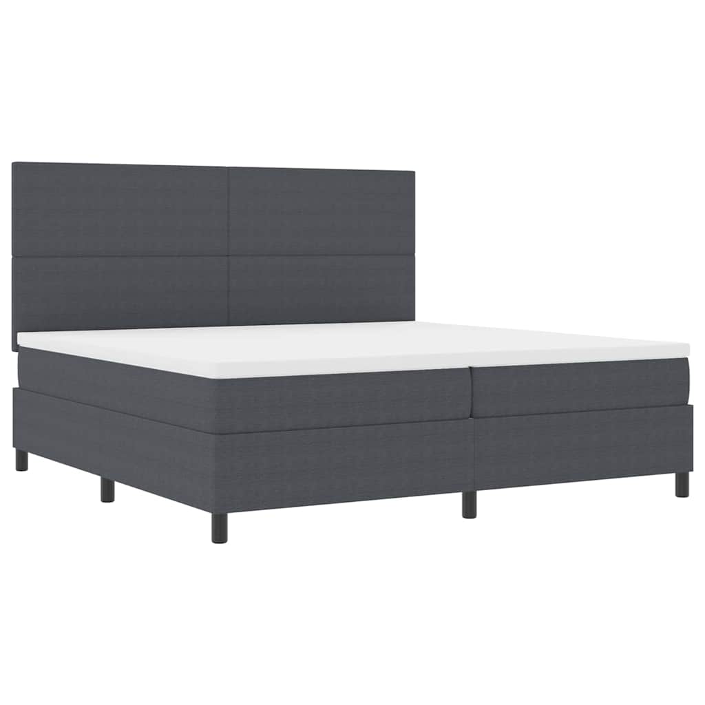 LED Box Spring Bed Mørkegrå og Hvid 200 x 200 cm Velourstof