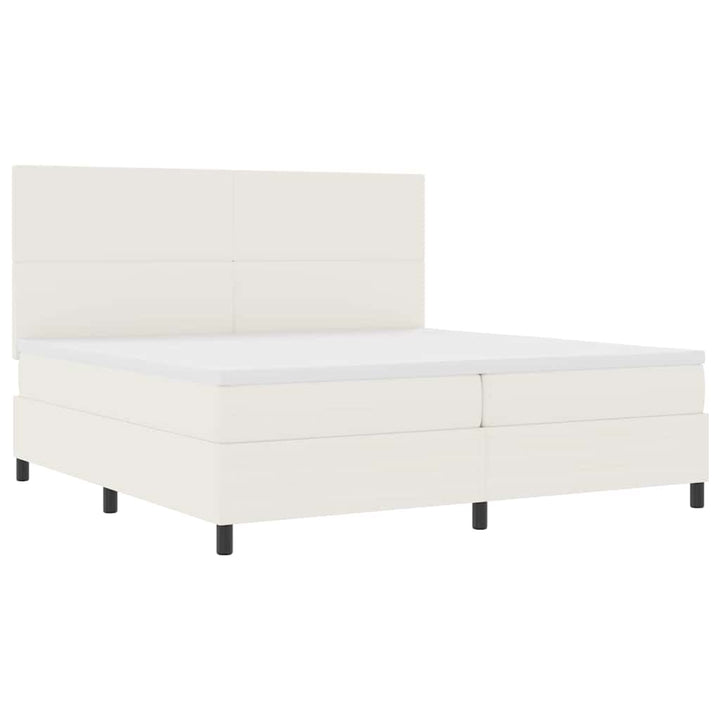 LED Box Spring Bed Creme og hvid 200 x 200 cm Velourstof