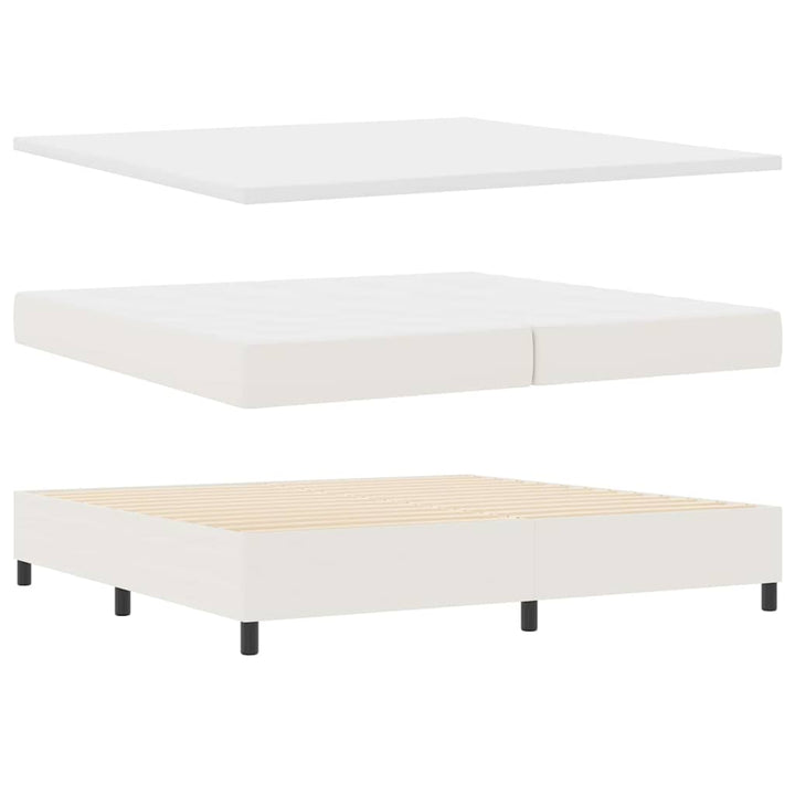 LED Box Spring Bed Creme og hvid 200 x 200 cm Velourstof