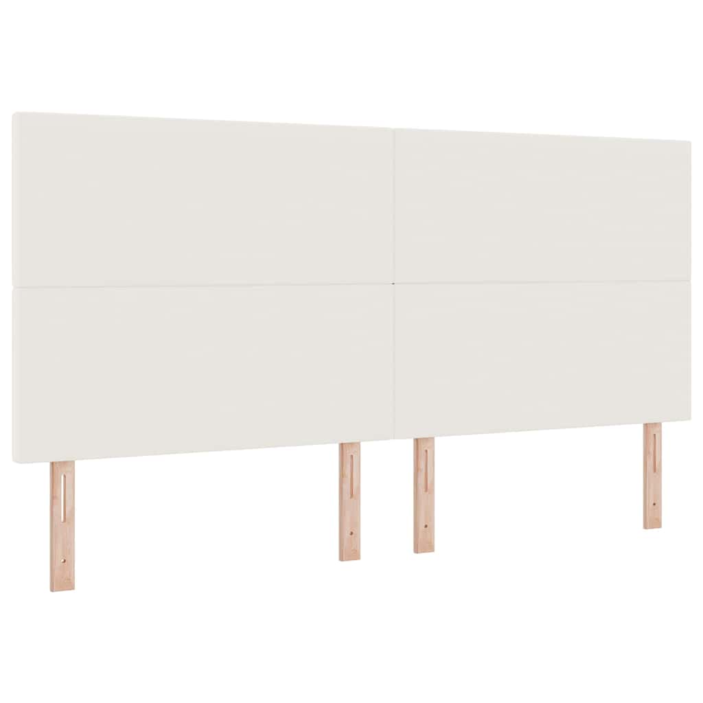 LED Box Spring Bed Creme og hvid 200 x 200 cm Velourstof