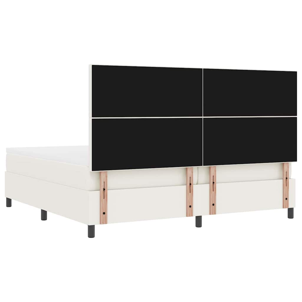 LED Box Spring Bed Creme og hvid 200 x 200 cm Velourstof