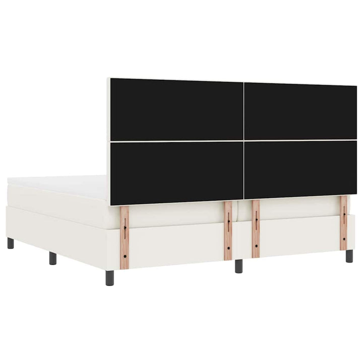 LED Box Spring Bed Creme og hvid 200 x 200 cm Velourstof
