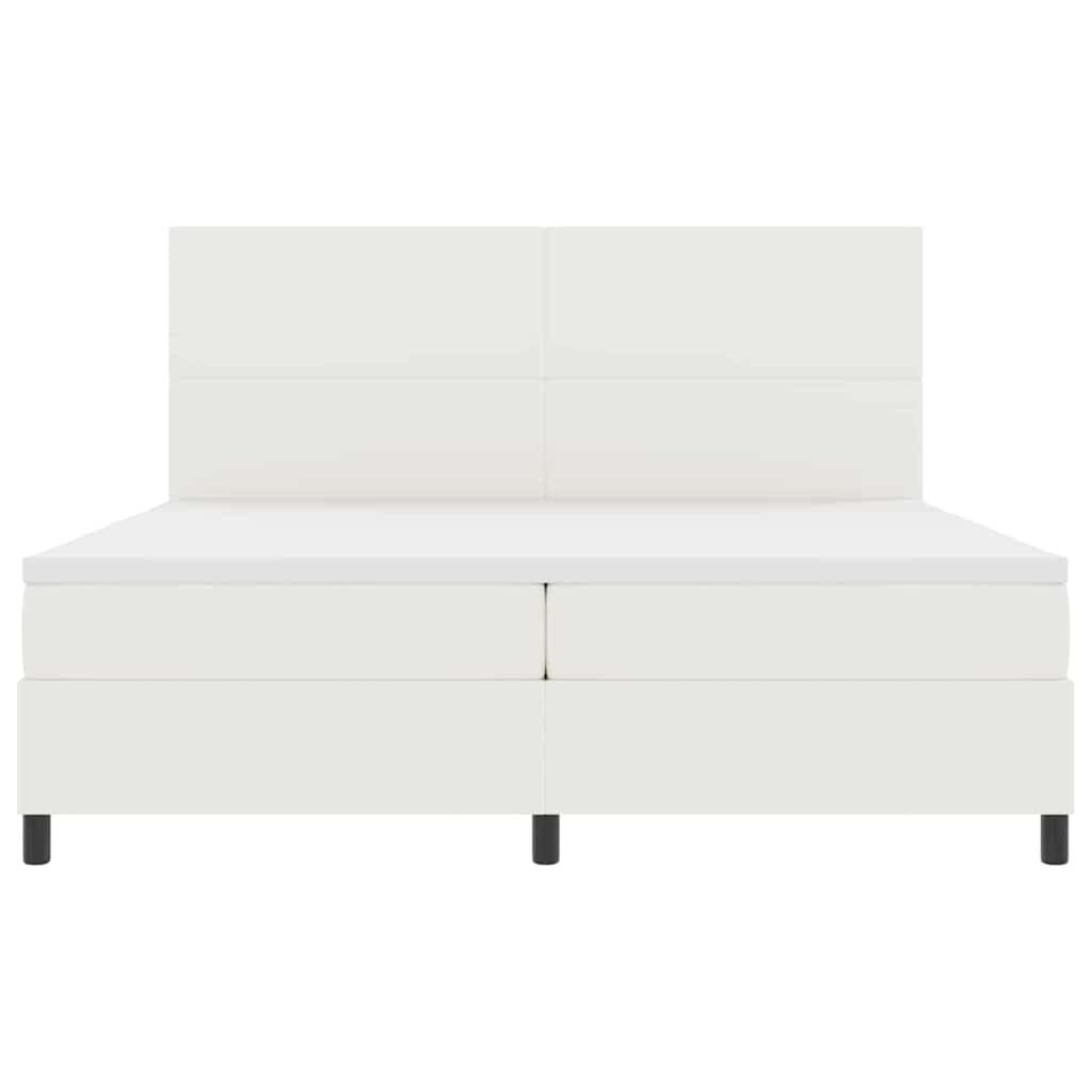 LED Box Spring Bed Creme og hvid 200 x 200 cm Velourstof
