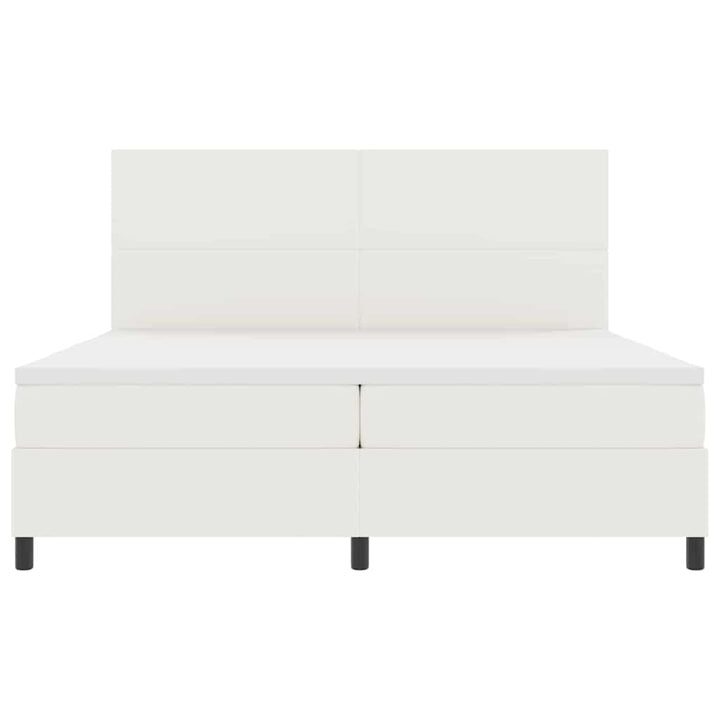 LED Box Spring Bed Creme og hvid 200 x 200 cm Velourstof