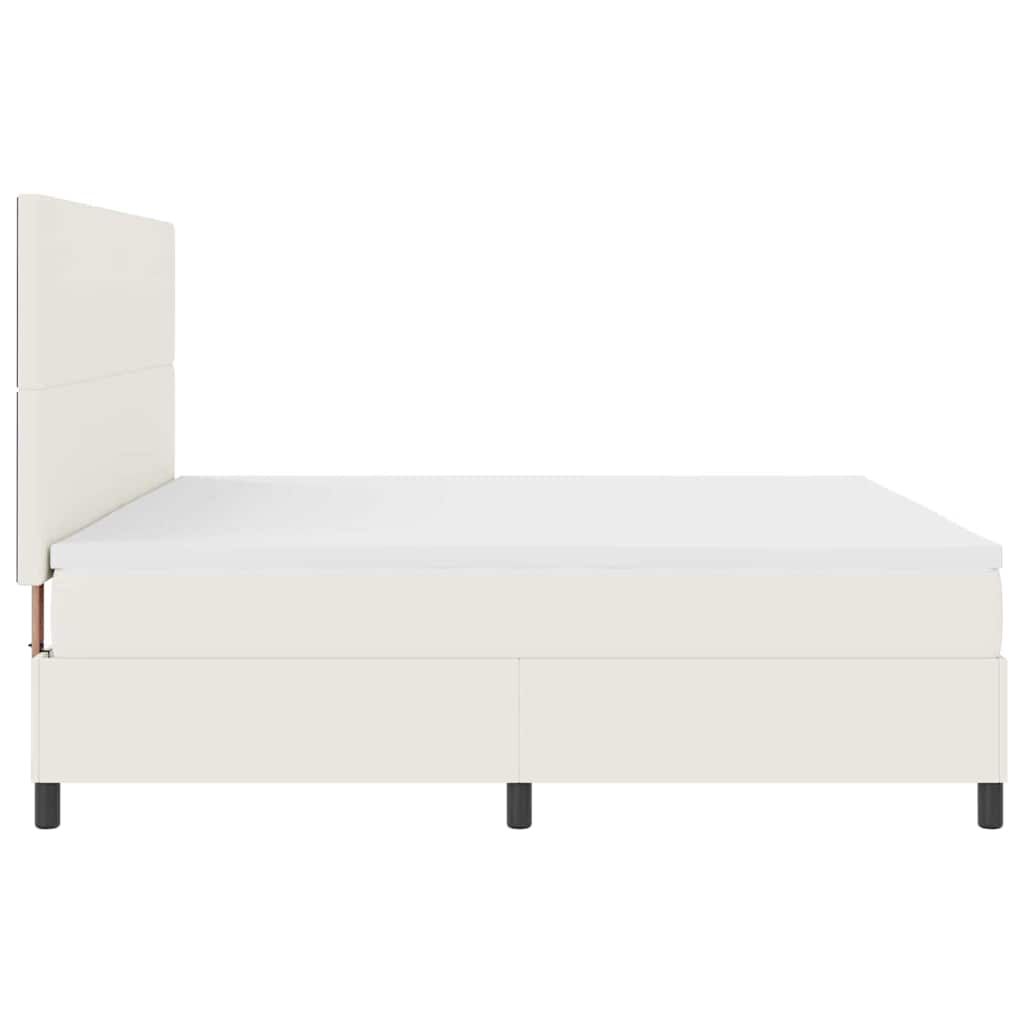LED Box Spring Bed Creme og hvid 200 x 200 cm Velourstof