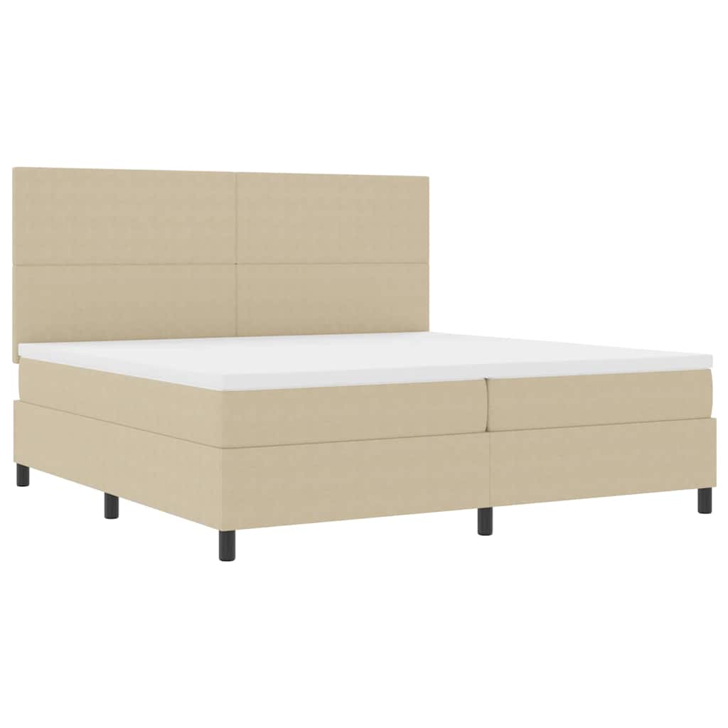 LED Box Spring Bed Lys Grå og Hvid 200 x 200 cm Velourstof
