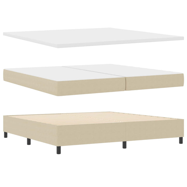 LED Box Spring Bed Lys Grå og Hvid 200 x 200 cm Velourstof