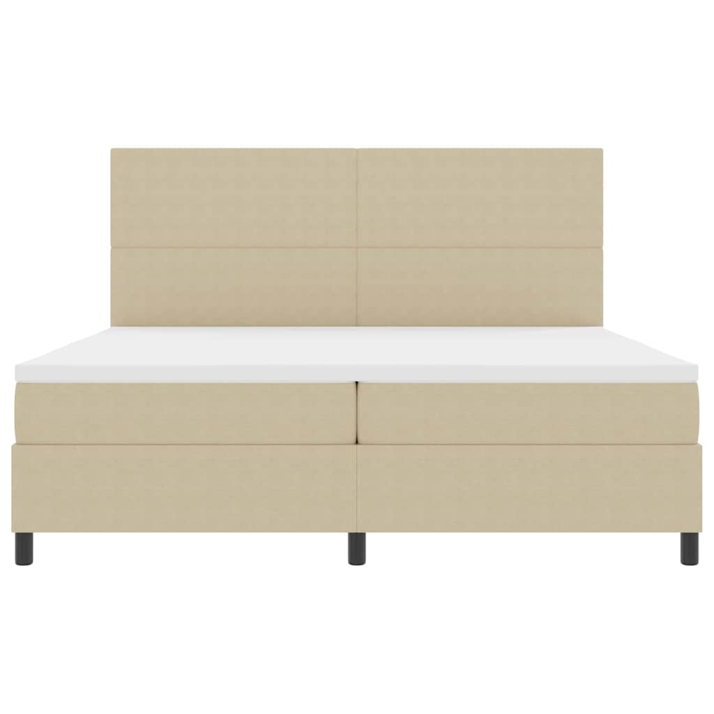 LED Box Spring Bed Lys Grå og Hvid 200 x 200 cm Velourstof