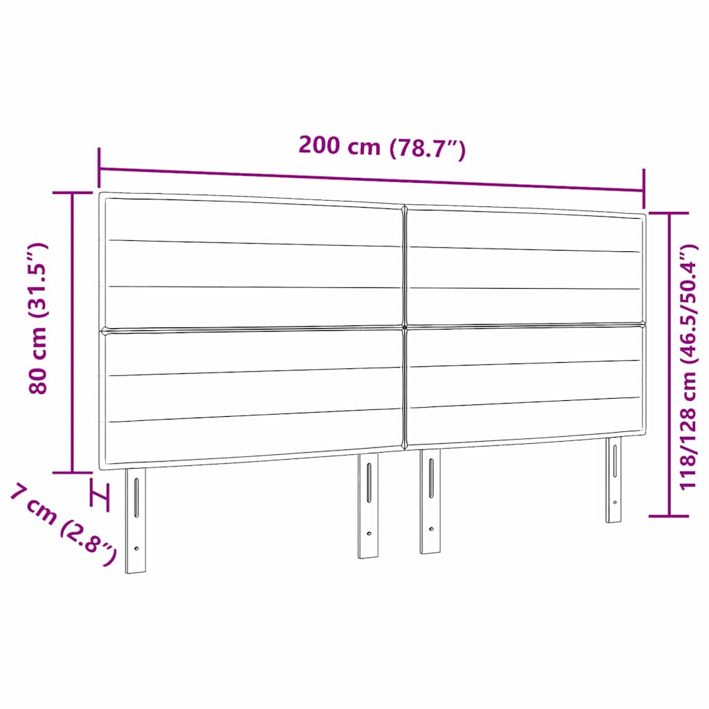 Hovedgærde Sort 200 cm Stof
