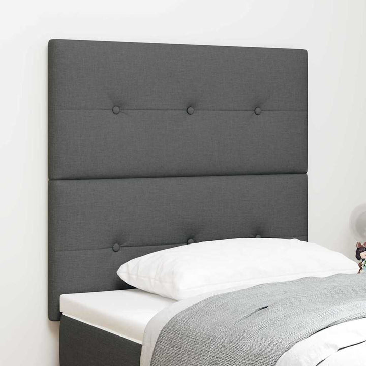 Højdejusterbart sengehoved med hovedgærde Mørkegrå 90 cm Stof