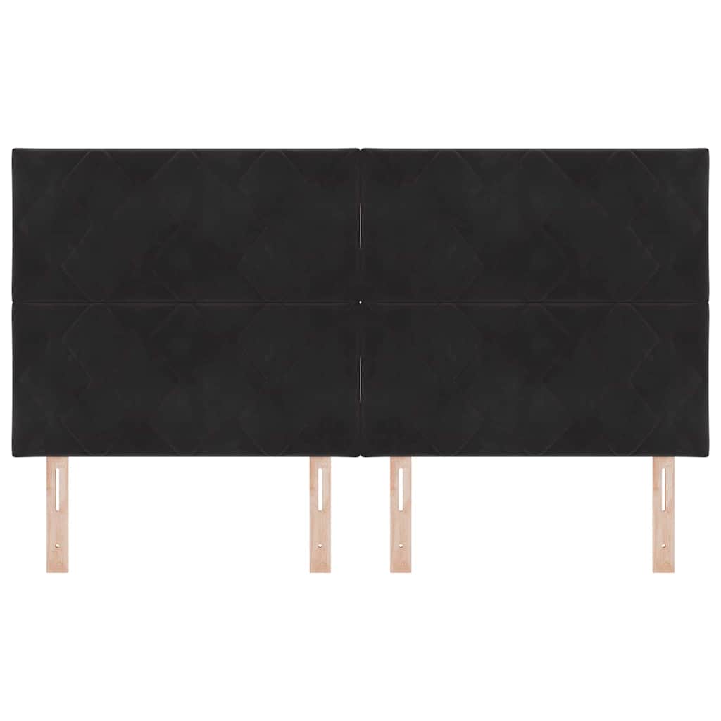 Hovedgærde Sort 180 cm Fløjl