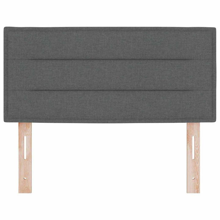 LED sengegavl med LED-lysstrimler Mørkegrå 90 cm Stof