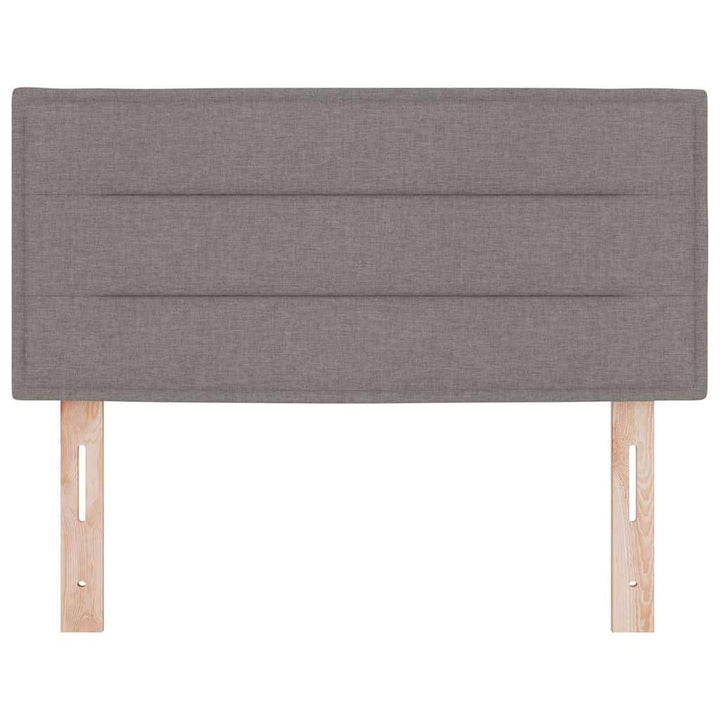 LED sengegavl med LED-lysstrimler Gråbrun 90 cm Stof