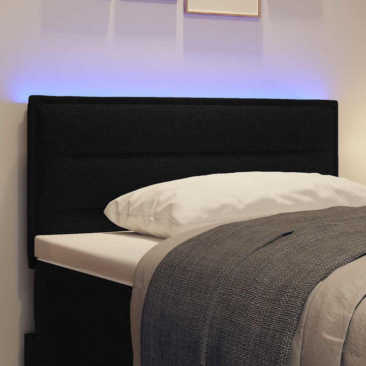 LED sengegavl med LED-lysstrimler Sort 100 cm Stof