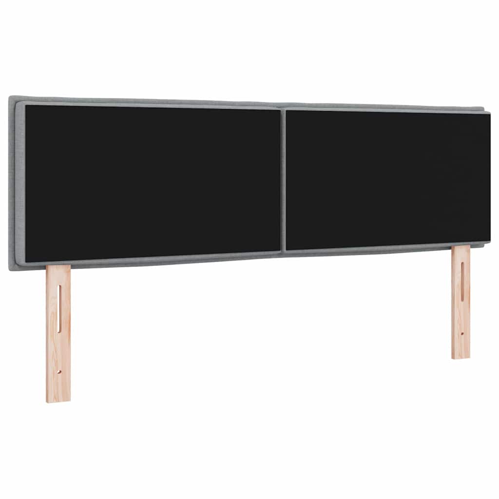 LED sengegavl med LED-lysstrimler Lysegrå 144 cm Stof