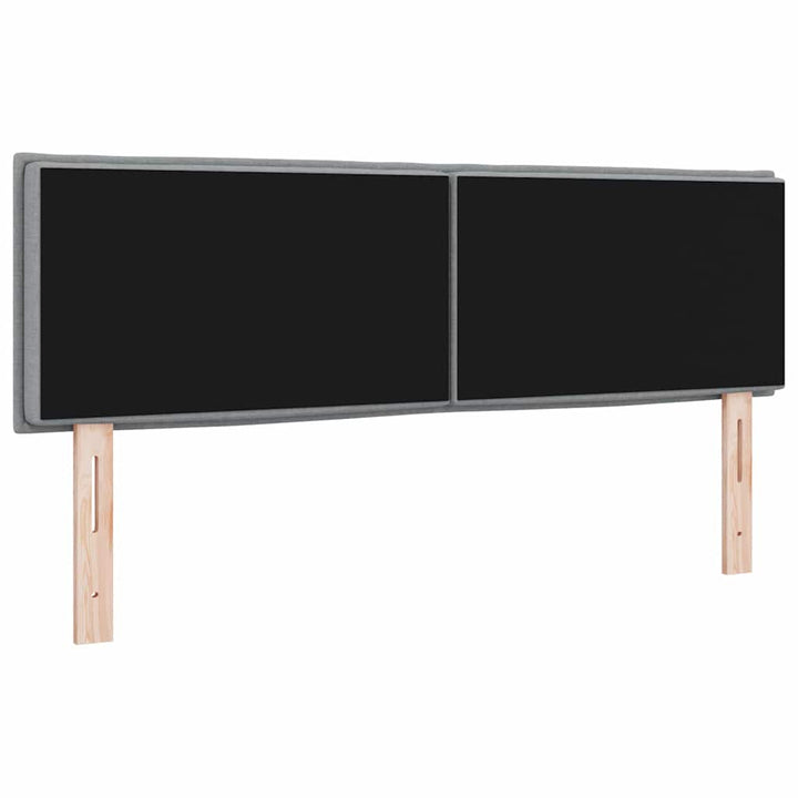 LED sengegavl med LED-lysstrimler Lysegrå 144 cm Stof