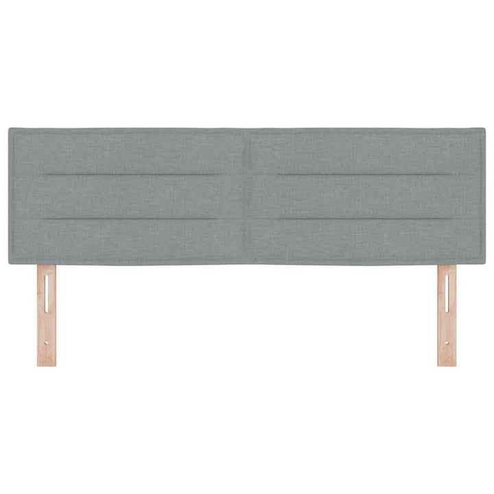 LED sengegavl med LED-lysstrimler Lysegrå 144 cm Stof