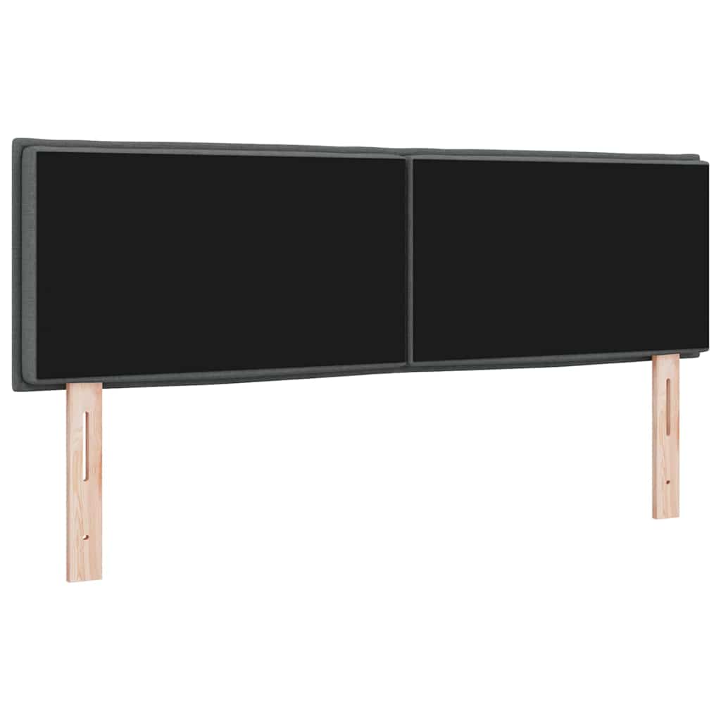 LED sengegavl med LED-lysstrimler Mørkegrå 144 cm Stof