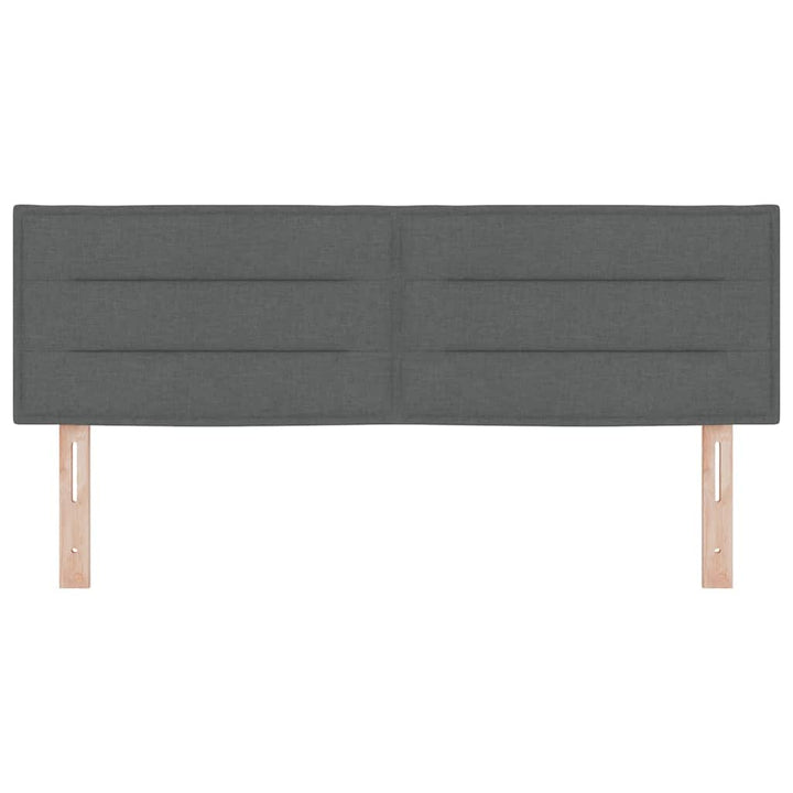 LED sengegavl med LED-lysstrimler Mørkegrå 144 cm Stof