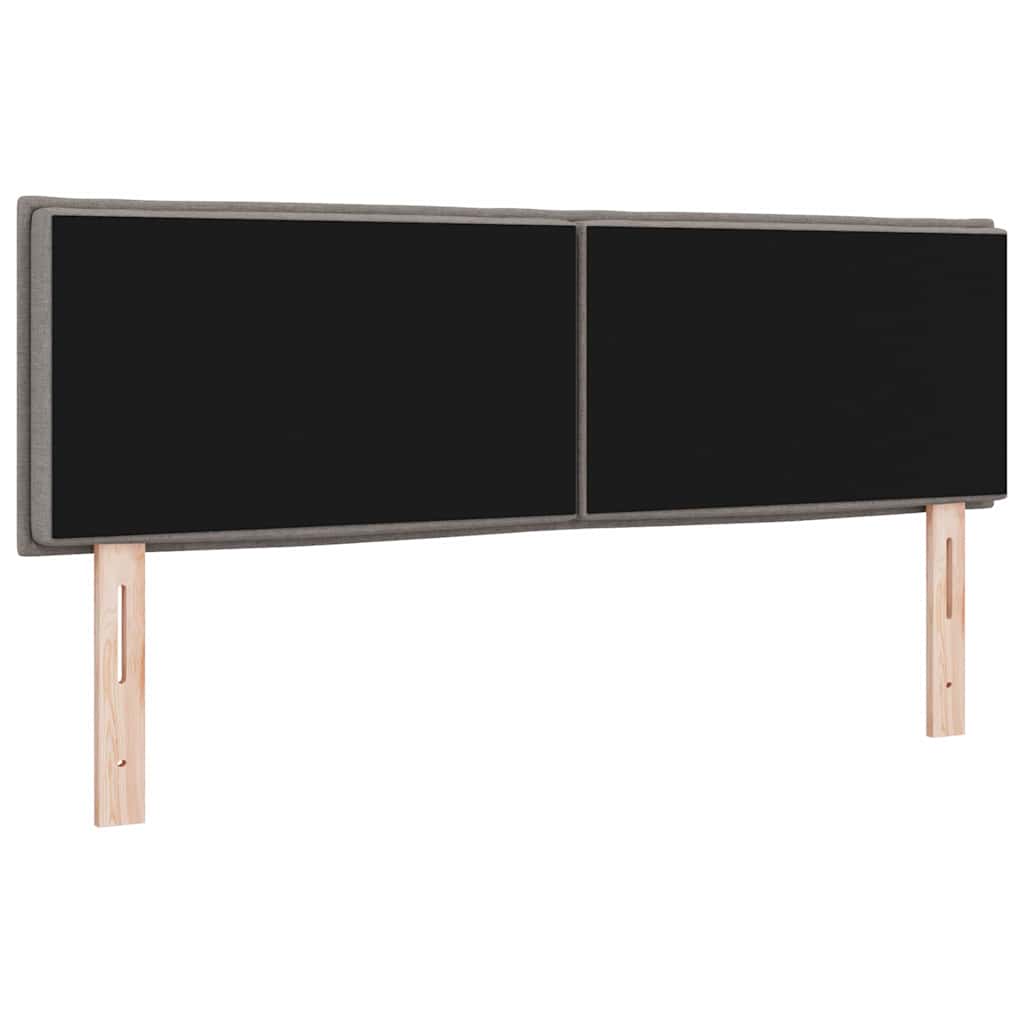 LED sengegavl med LED-lysstrimler Gråbrun 144 cm Stof