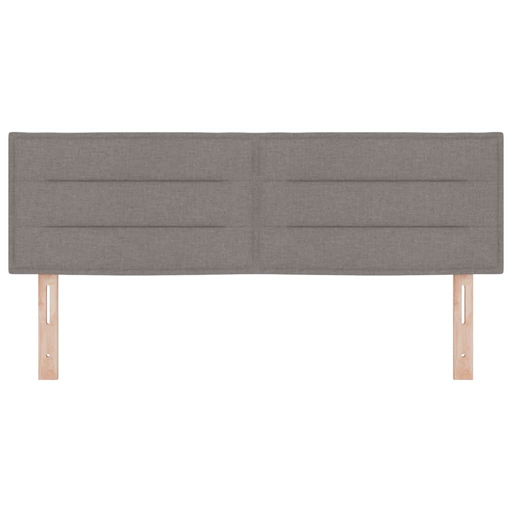 LED sengegavl med LED-lysstrimler Gråbrun 144 cm Stof