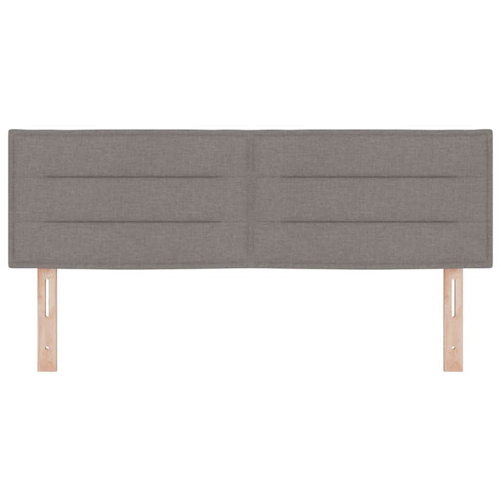 LED sengegavl med LED-lysstrimler Gråbrun 144 cm Stof