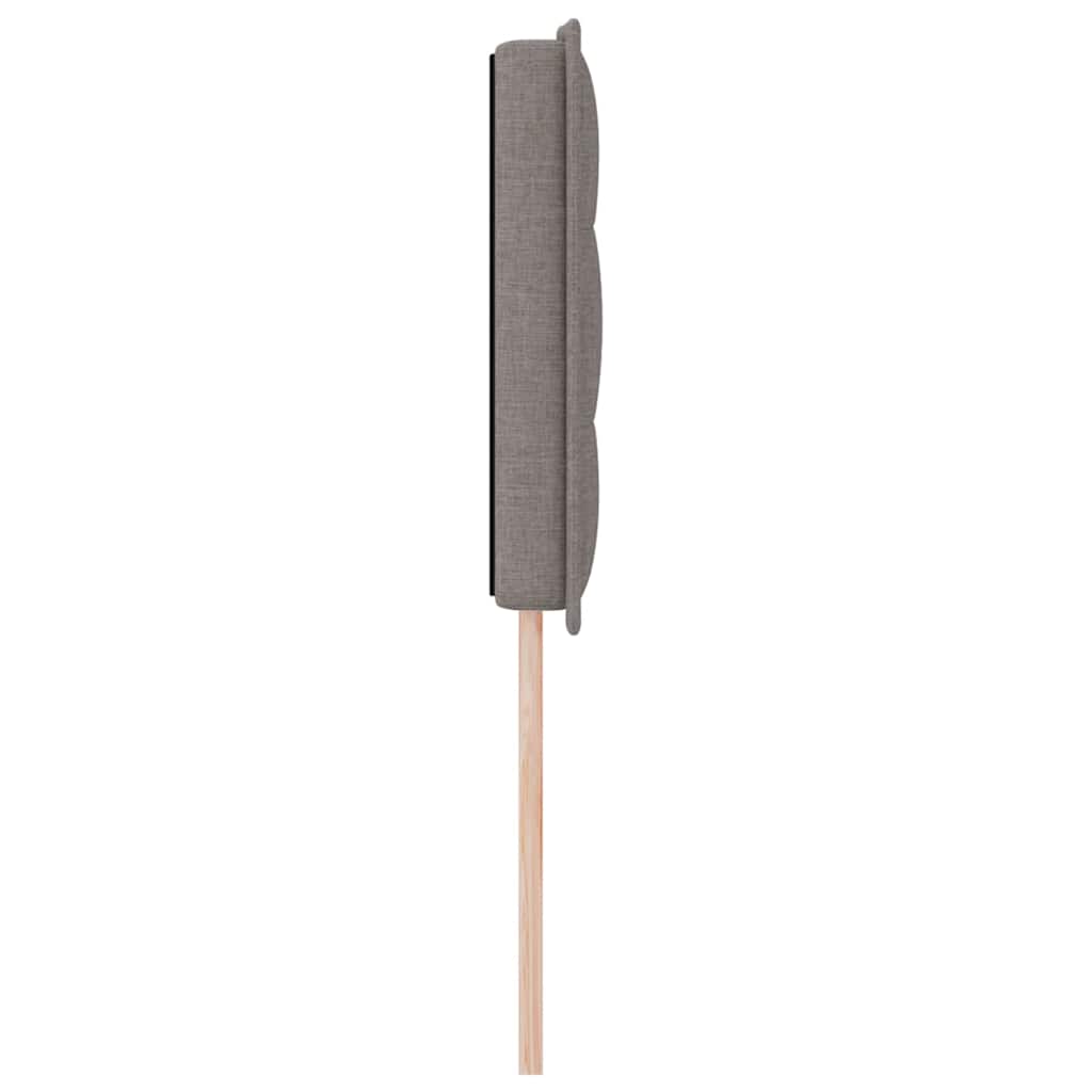 LED sengegavl med LED-lysstrimler Gråbrun 144 cm Stof