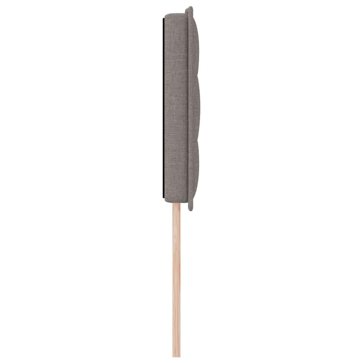 LED sengegavl med LED-lysstrimler Gråbrun 144 cm Stof