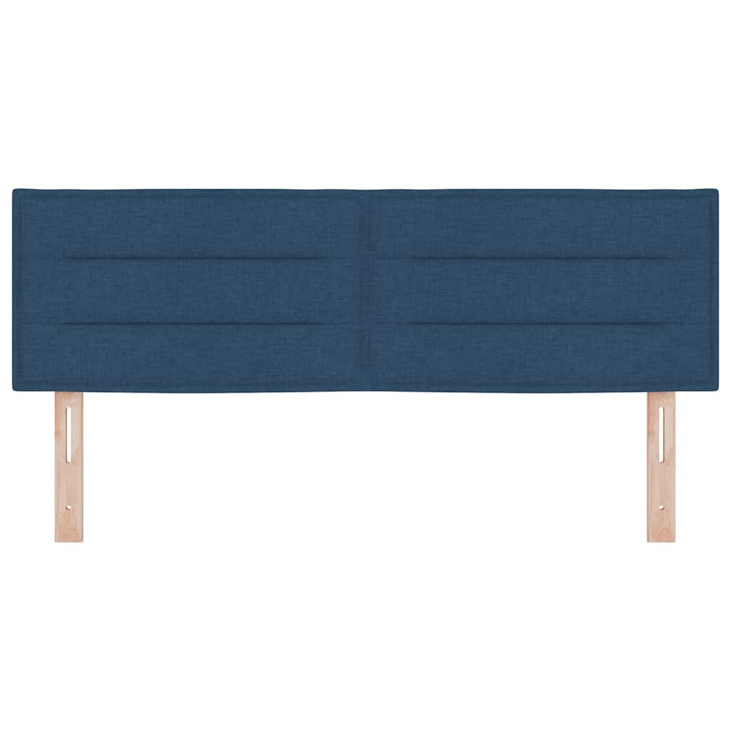 LED sengegavl med LED-lysstrimler Blå 144 cm Stof