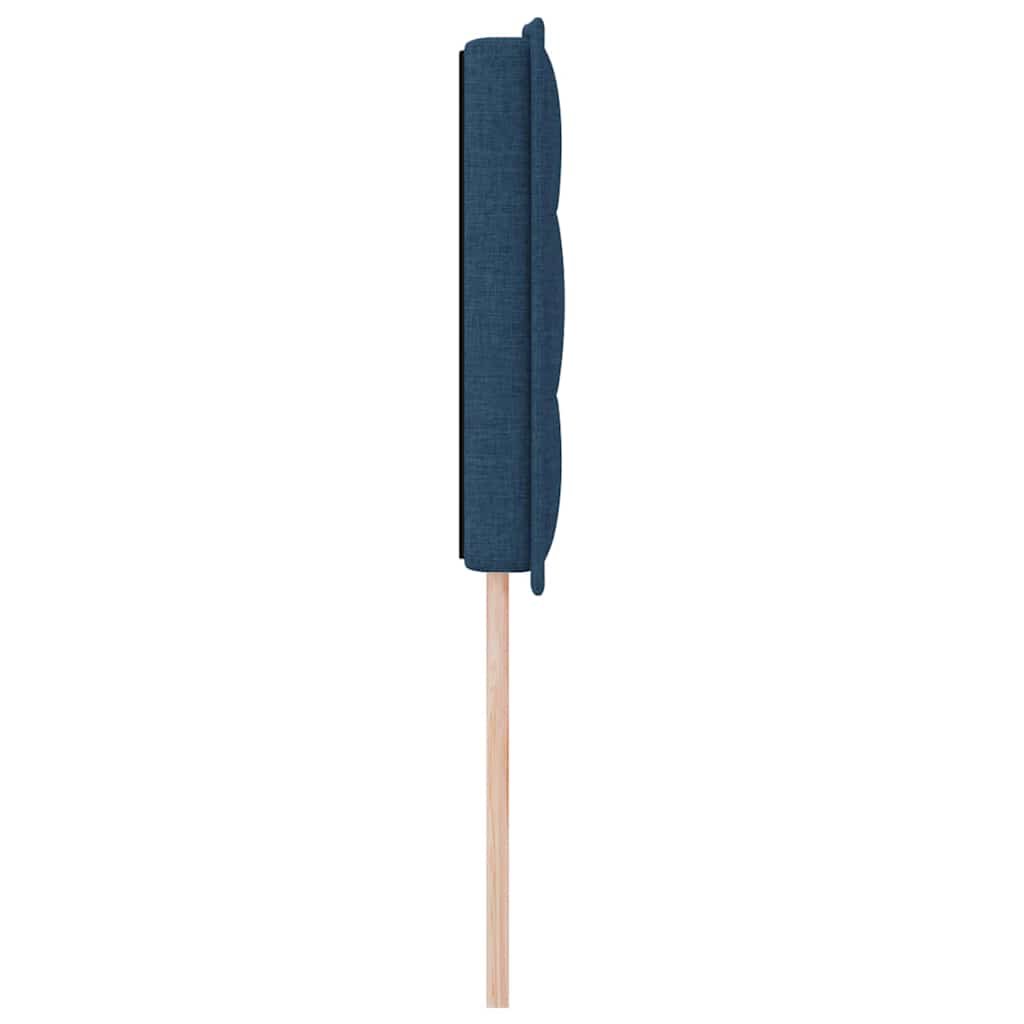 LED sengegavl med LED-lysstrimler Blå 144 cm Stof