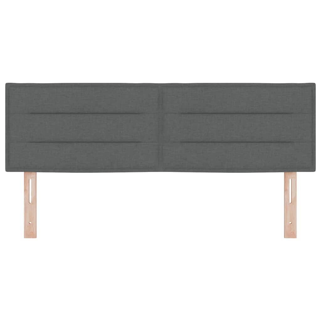 LED sengegavl med LED-lysstrimler Mørkegrå 160 cm Stof