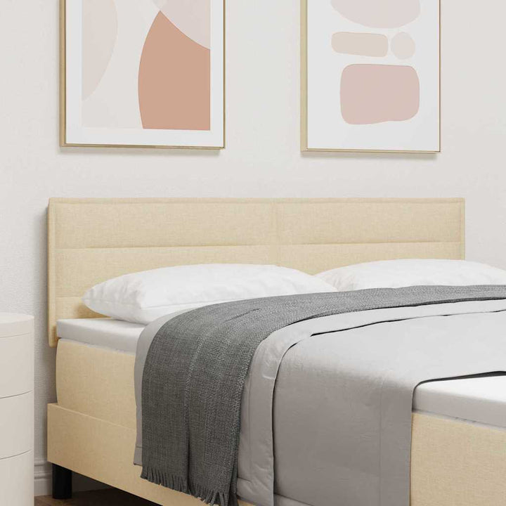 LED sengegavl med LED-lysstrimler Creme 160 cm Stof