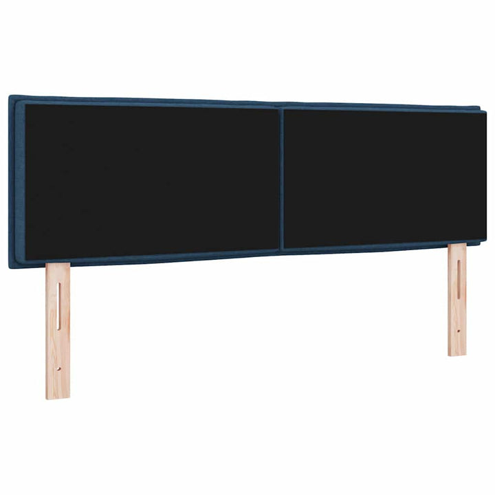 LED sengegavl med LED-lysstrimler Blå 160 cm Stof
