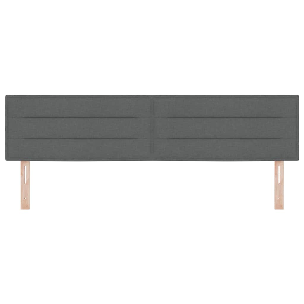 LED sengegavl med LED-lysstrimler Mørkegrå 180 cm Stof