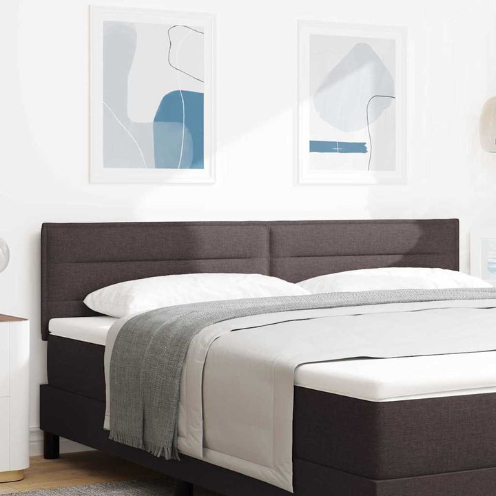LED sengegavl med LED-lysstrimler Mørk Brun 180 cm Stof