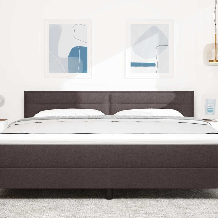 LED sengegavl med LED-lysstrimler Mørk Brun 180 cm Stof