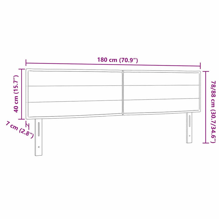 LED sengegavl med LED-lysstrimler Mørk Brun 180 cm Stof