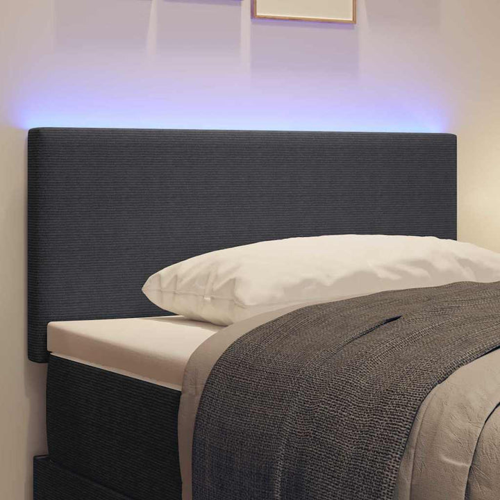 LED sengegavl med LED-lysstrimler Mørkegrå 100 cm Velourstof