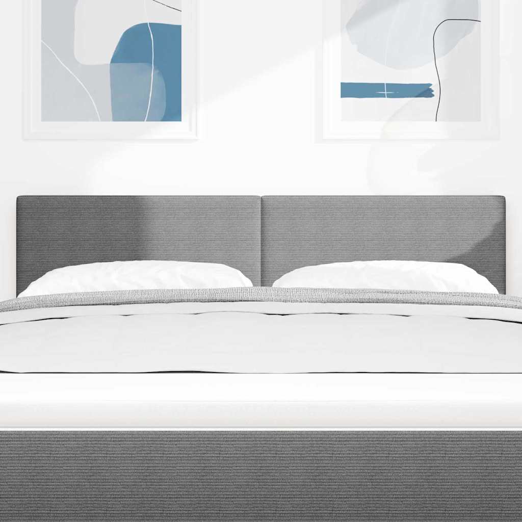 LED sengegavl med LED-lysstrimler Lysegrå 144 cm Velourstof