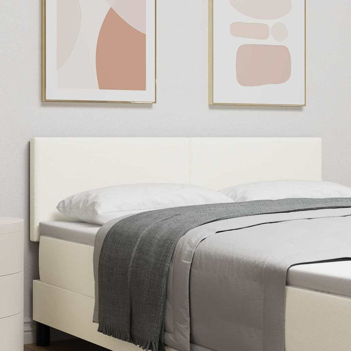 LED sengegavl med LED-lysstrimler Creme 160 cm Velourstof