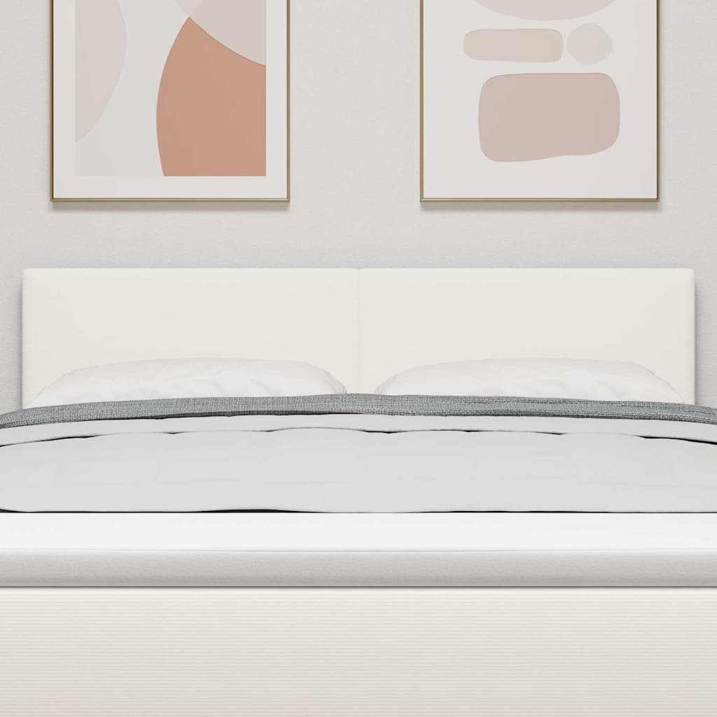 LED sengegavl med LED-lysstrimler Creme 160 cm Velourstof