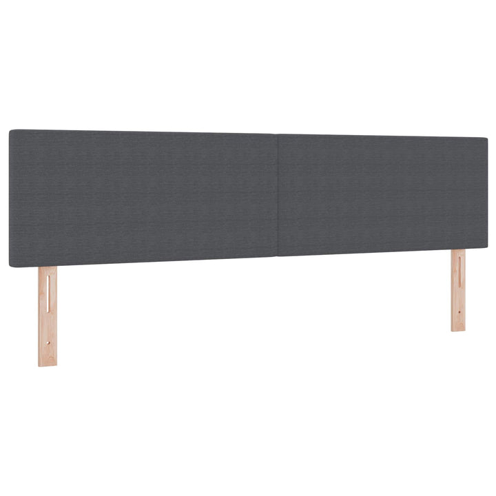 LED sengegavl med LED-lysstrimler Mørkegrå 180 cm Velourstof
