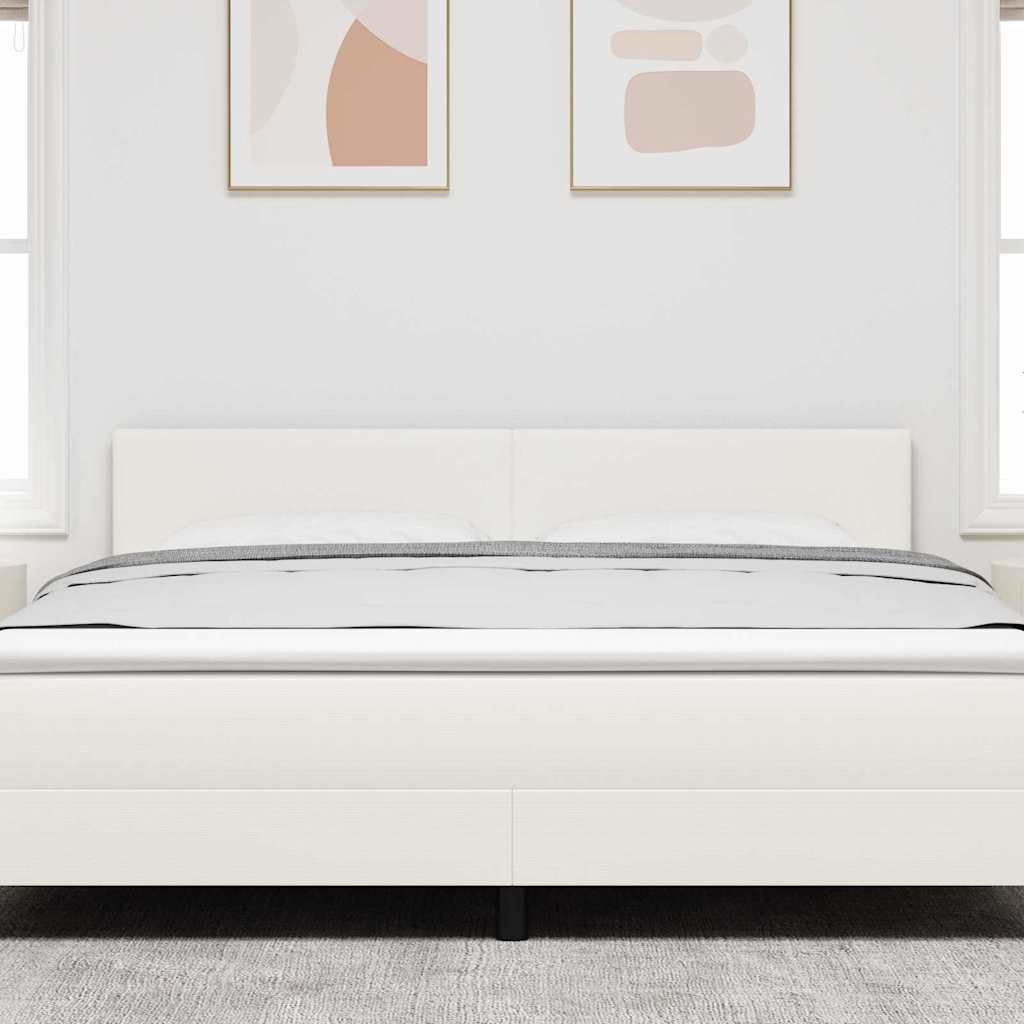 LED sengegavl med LED-lysstrimler Creme 180 cm Velourstof
