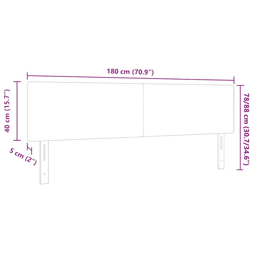 LED sengegavl med LED-lysstrimler Creme 180 cm Velourstof