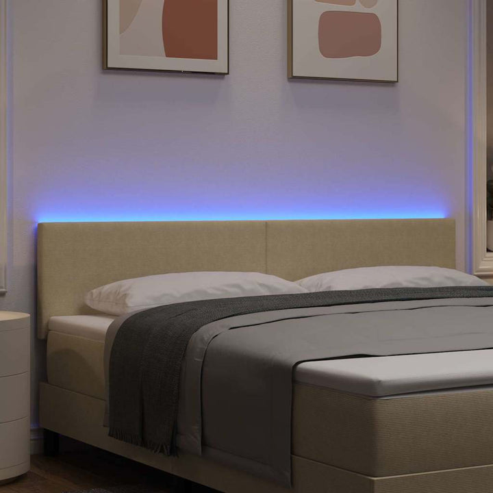 LED sengegavl med LED-lysstrimler Grågrøn 180 cm Velourstof