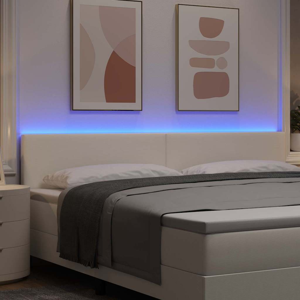 LED sengegavl med LED-lysstrimler Creme 200 cm Velourstof