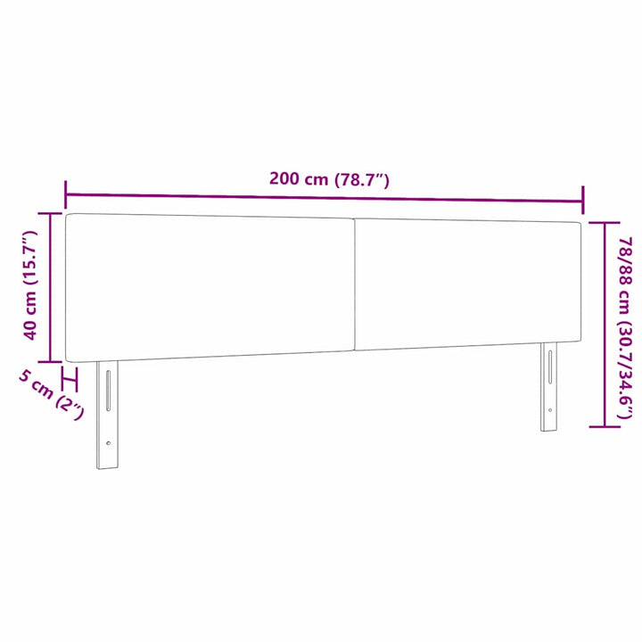 LED sengegavl med LED-lysstrimler Creme 200 cm Velourstof