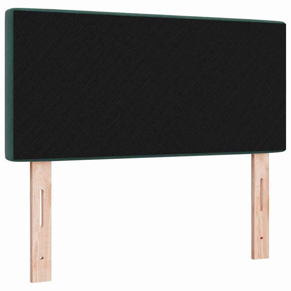 LED sengegavl med LED-lysstrimler Mørkegrøn 90 cm Fløjl