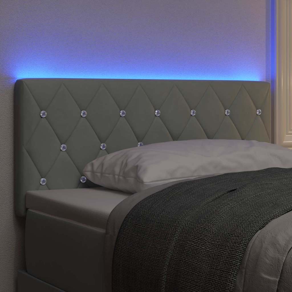 LED sengegavl med LED-lysstrimler Lysegrå 100 cm Fløjl