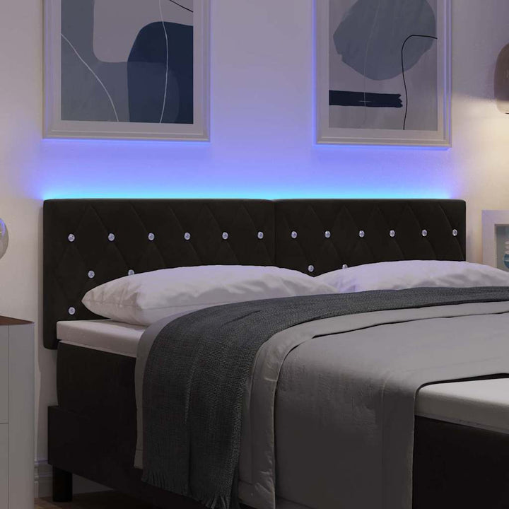 LED sengegavl med LED-lysstrimler Sort 160 cm Fløjl